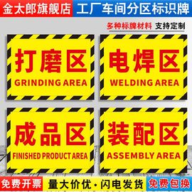 工厂车间区域标识牌装配半成品电焊打磨下料工具摆放原材料区公司生产仓库分区标志区域划分安全警示贴纸定制