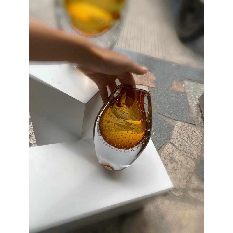 简约现代创意透明玻璃花瓶软装饰品样板房售楼处桌面插花器摆件