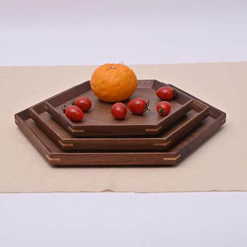 黑胡桃木托盘木质茶水杯托盘轻奢高档咖啡盘甜品盘实木面包水果盘