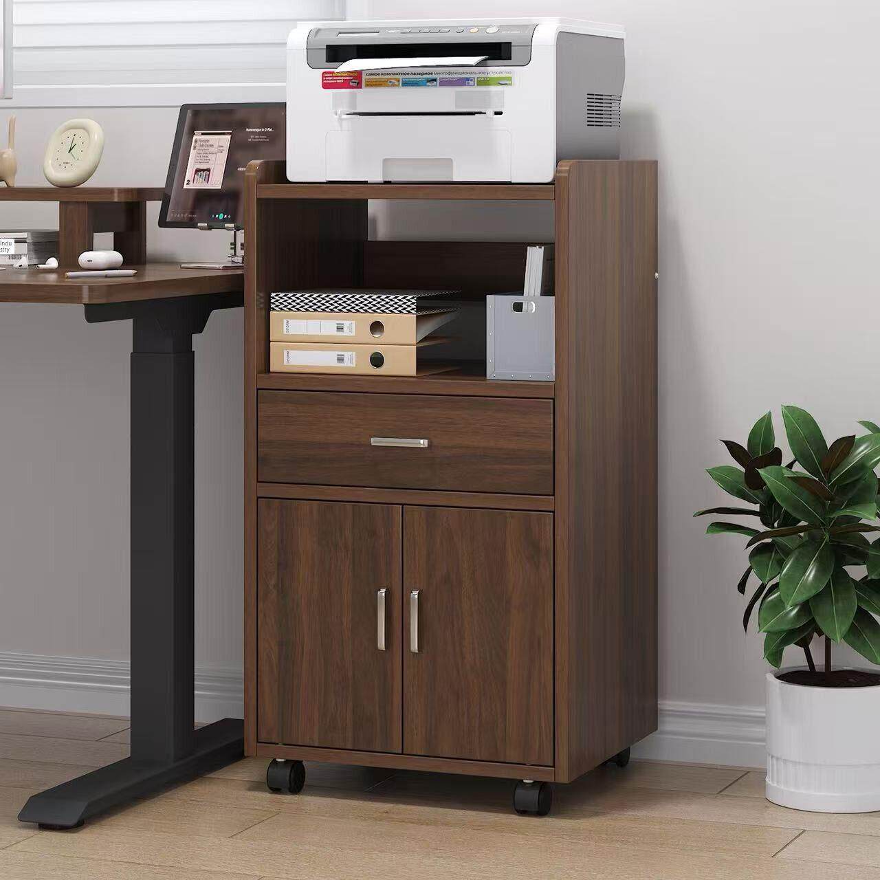 落地式移动打印机收纳架多层办公室木制信息柜文件柜桌面收纳柜