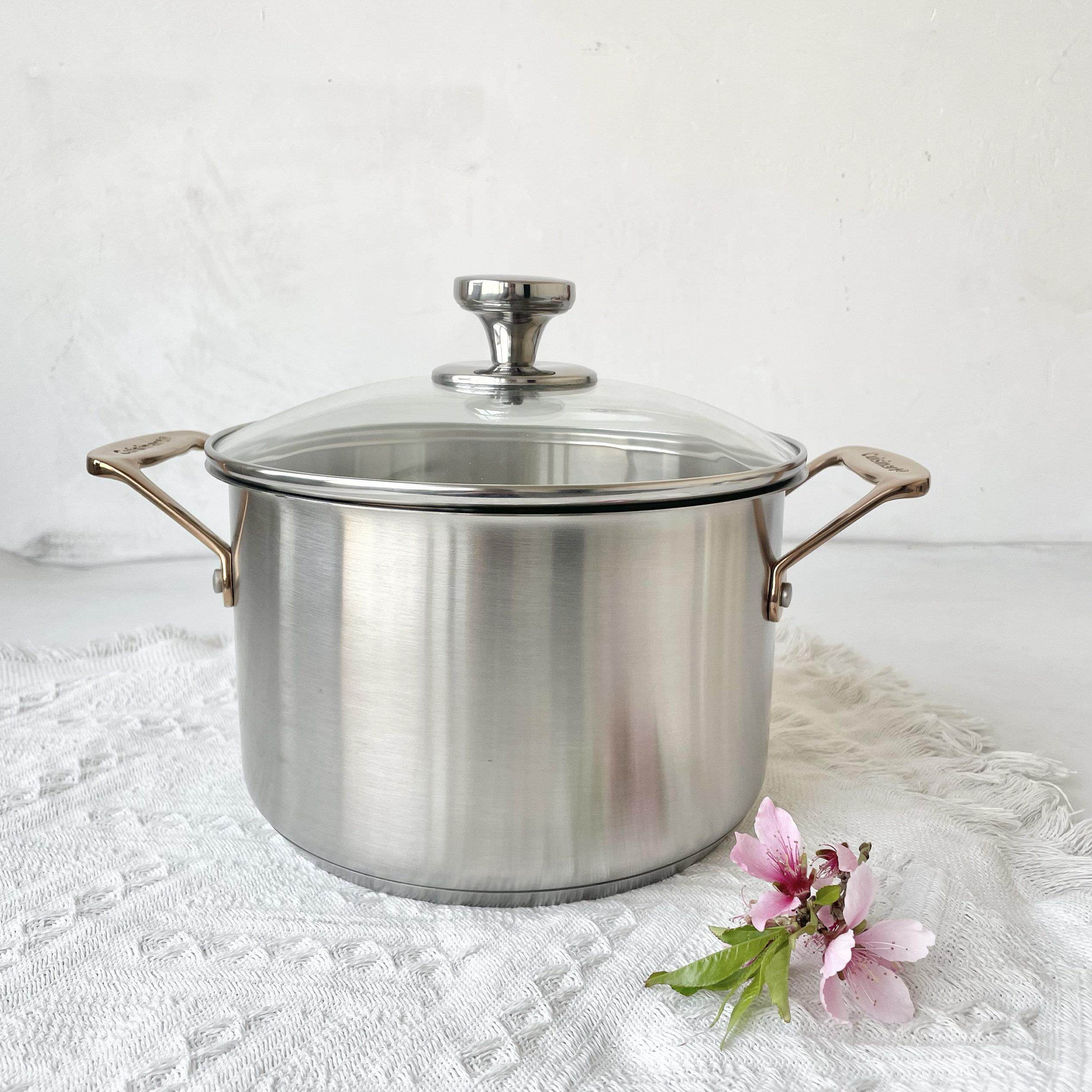 捡漏菲仕L20cm汤锅18-10不锈钢蒸锅 炖锅 双耳奶锅 辅食锅