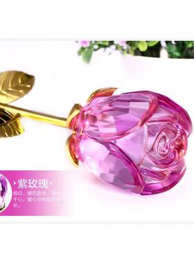 水晶玫瑰花 情人节礼物送女友礼盒创意结婚纪念日送老婆礼品摆件
