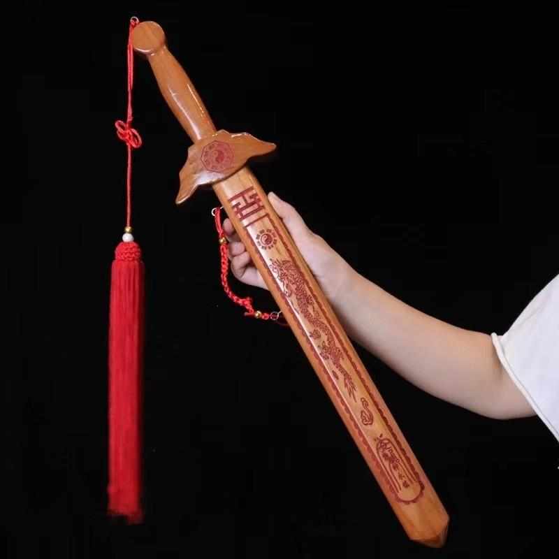 桃木手工宝剑士朱砂挂件桃木高端驱邪七星纯家辟中式剑道