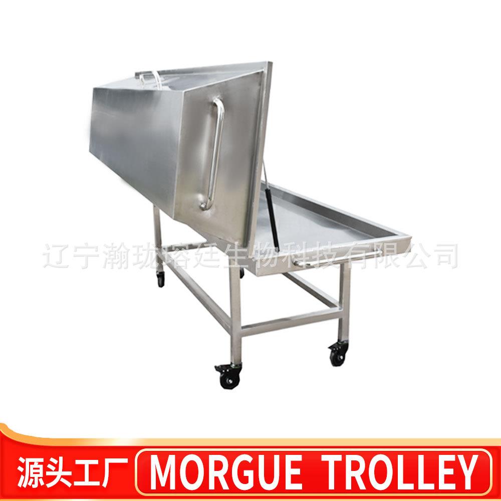 殡仪馆不锈钢死尸转运车Morguetrolley停尸间运尸车带盖尸体推车