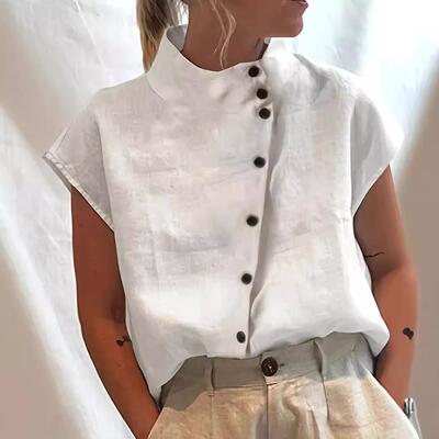 Women's independent collar short sleeved shirt