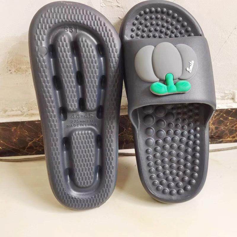 韩版可爱卡通按摩底拖鞋男情侣款厚底居家防滑软底防臭一字拖鞋女