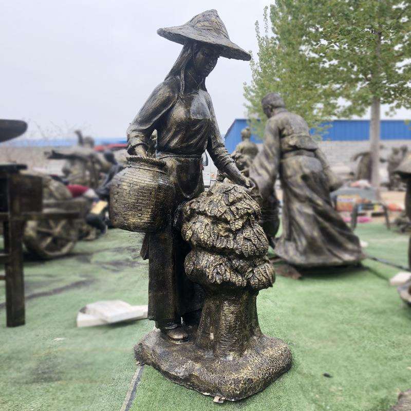 制茶雕塑茶圣陆羽大型玻璃钢雕塑采茶喝茶茶馆文化仿铜人物摆件
