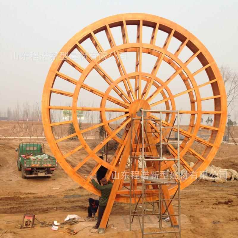 防腐木水车实木制脚踩龙骨园林水车幼儿园手摇景观水车制造厂家