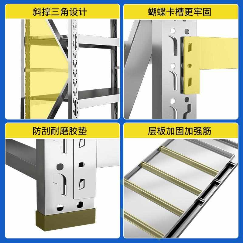 不锈钢货架商用冷库房可调节重型仓储货架不锈钢中型轻型仓储货架