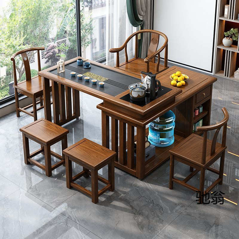 阳台旋转茶桌阳台茶桌椅组合茶桌家用新中式多功能小茶台360旋转