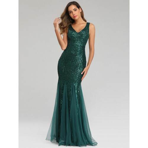 Evening dress plus size v-neck sequin sexy formal prom