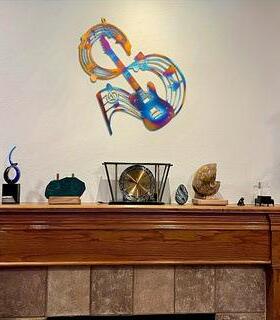 Temu供货源头音乐乐器金属亮面剪影壁挂跨境热卖源头工金属墙挂