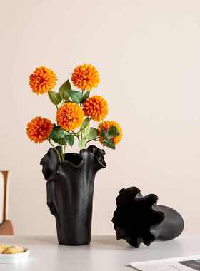 新款中古风白菜造型陶瓷花瓶家用艺术插花摆件客厅装饰花器高级感