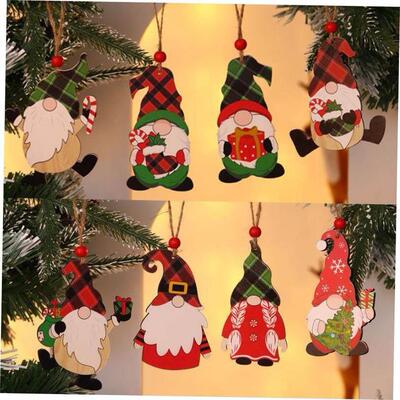 Christmas tree decorations wooden Faceless Elderly Pendant