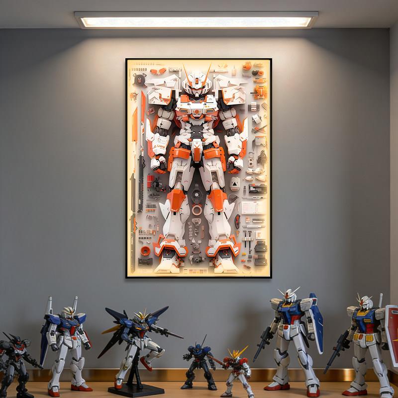 高达玄关装饰画机动战士客厅沙发背景墙挂画电竞房卧室床头壁灯画