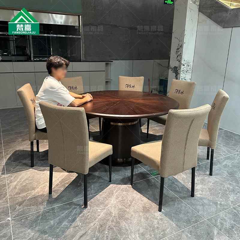 中式实木小圆桌传统拼花桌面工艺小包厢茶桌禅意圆桌可定制尺寸