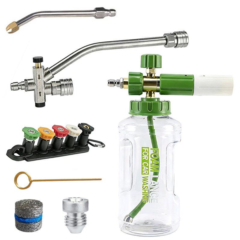 压水枪泡沫壶带双喷嘴连接器套装1/4快插洗车水枪泡沫壶4000psi