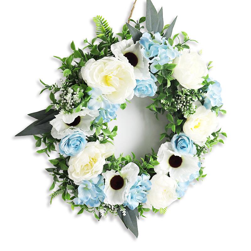 新品仿真花春天花环春天仿真花花环人造门挂现货花环