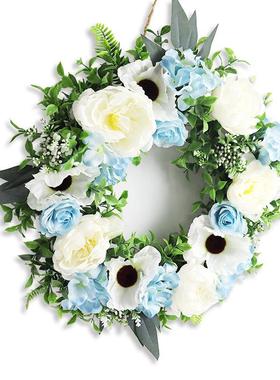 新品仿真花春天花环春天仿真花花环人造门挂现货花环