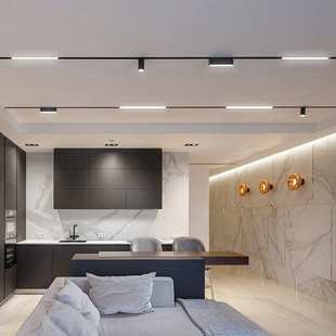 磁吸轨道灯35款薄矮款明装免吊顶免开槽客厅餐厅卧线条无主