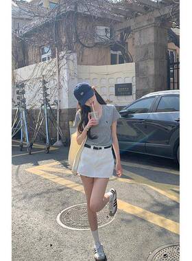 美式覆古白色牛仔半身裙女2025夏季新款防走光A字包臀超短裙子