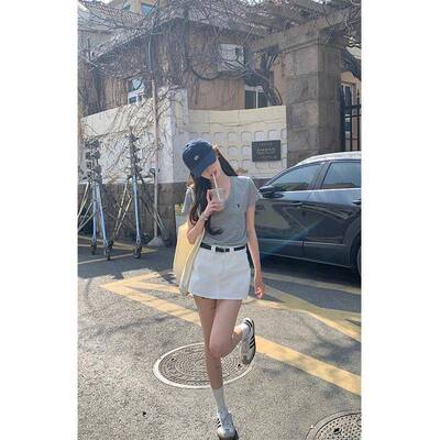 美式覆古白色牛仔半身裙女2025夏季新款防走光A字包臀超短裙子