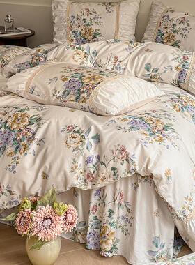 法式高公端纯棉床裙床上四复件套主风古全床yqyzs棉品2025新款被