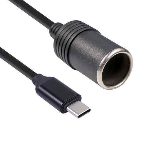 usb pvc导体铜线 TYPE-C 5V转12V点烟器母座升压电源转接线