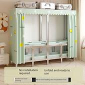 简易衣柜家用卧室展开即用免安装 可折叠全钢架布衣柜出租房 一体式