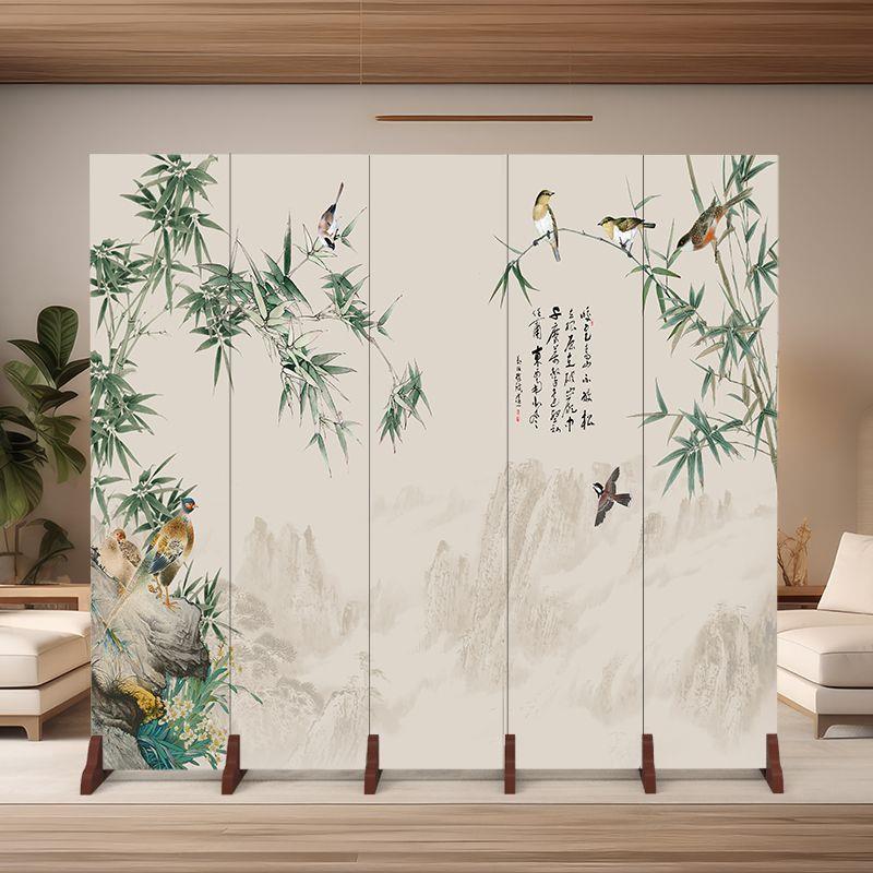 中新式屏风隔断山水墨简水易折叠可动入户正对门客厅玄66关移挡板