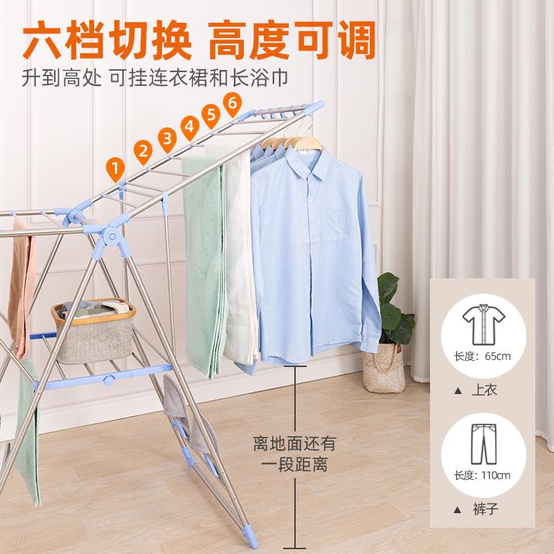 免安装不锈钢晾衣架落地折叠室内家用晒衣架简易阳台晒被子凉新品