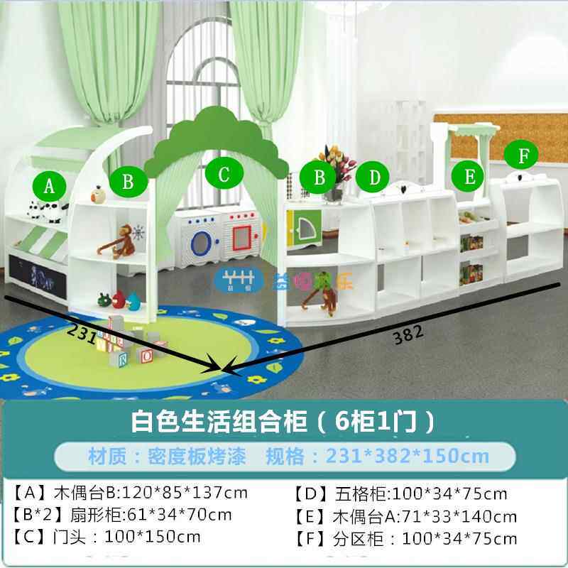 儿园7790实木玩区角组合幼柜儿童具收纳阅读术书柜美卡通角色扮演
