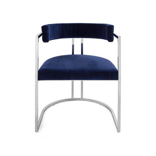 美式轻奢天鹅绒不锈钢餐椅/酒店/别墅/餐厅软装金箔餐椅/美式家具