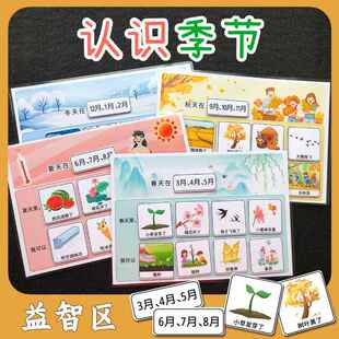 季节认知卡片分类幼儿园小中大班区域材料益智区桌面游戏教玩具
