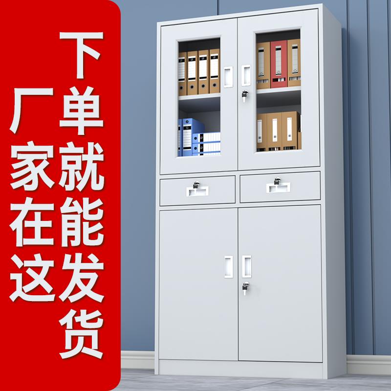 财务凭证资料档案柜二斗办公铁皮文件柜靠墙带锁工具收纳储物柜子