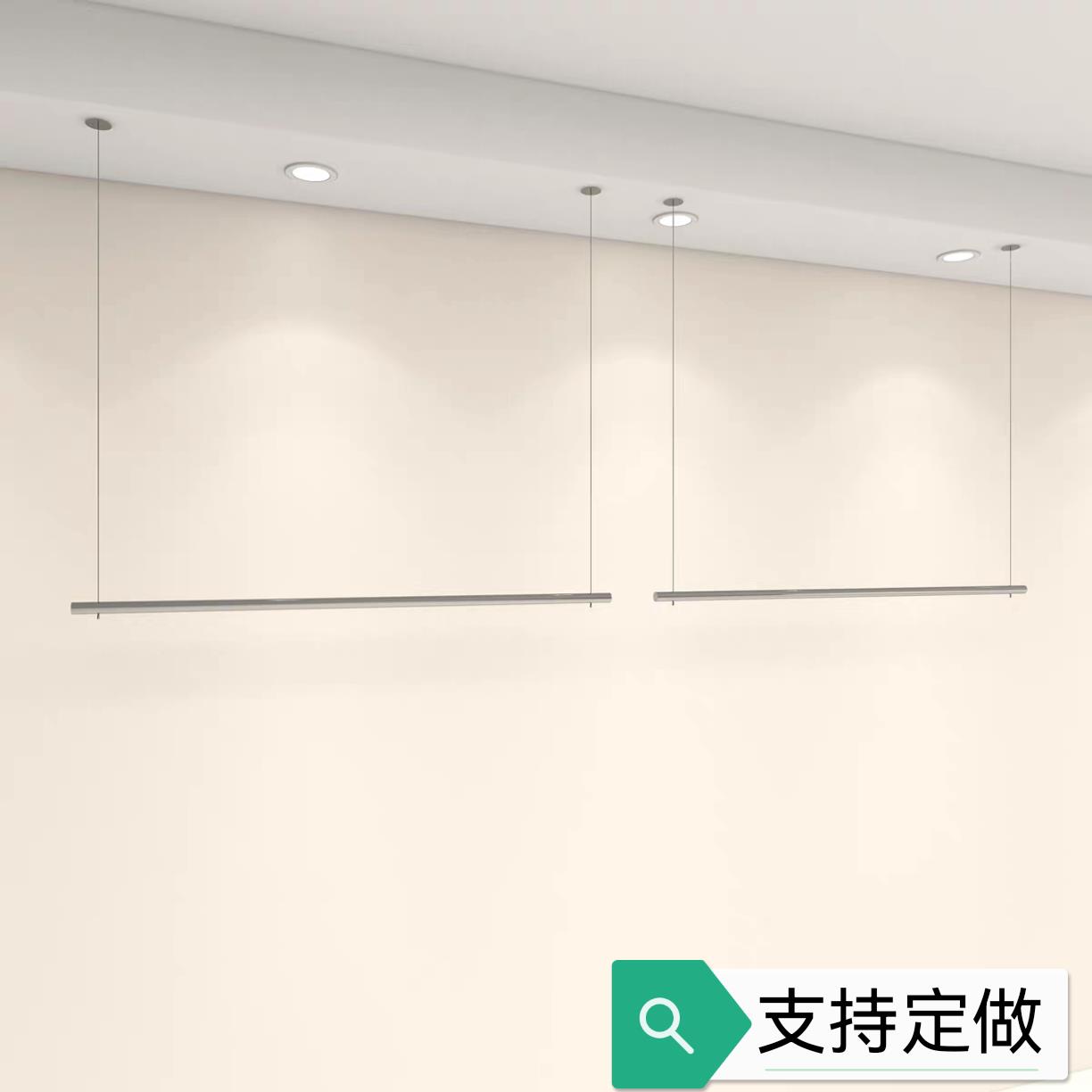 服装店展示架不锈钢吊架升降挂衣杆女装店银色橱窗钢丝调节展示架