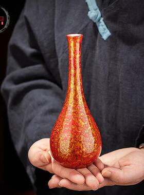 吾和漆器茶具 福州大漆手工制作小花瓶 德化白瓷花插客厅茶室摆件