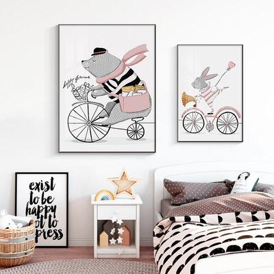 网红儿童壁房装饰画男饰孩孩房间挂画床头背卧景墙装画二联竖版室