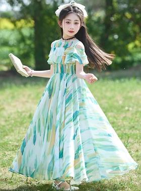 英国Next Kiss女童洋装夏季2025新款儿童长裙中大童雪纺沙滩裙