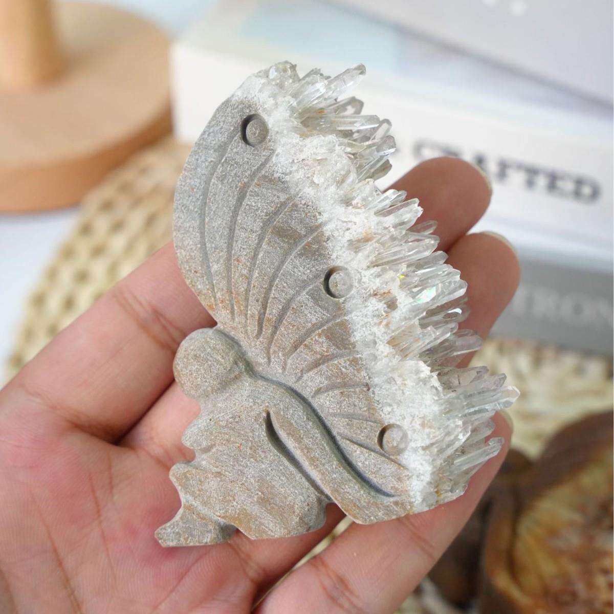 天然白水晶簇松鼠刺猬摆件白水晶原石矿标工艺品装饰摆件厂家