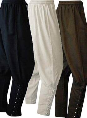 Renaissance Medieval Costume Men Loose Viking Pant Trousers