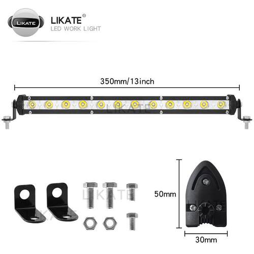 LKT新款汽车led工作灯小单排 36w12灯长条越野车顶检修射灯13inch