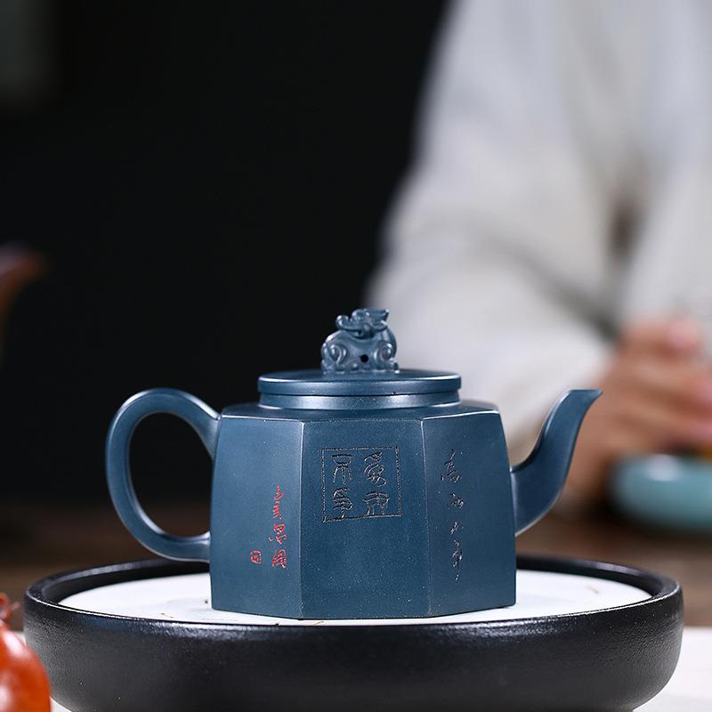 宜兴名家手工茶壶混批 原矿天青泥八方祥瑞紫砂壶 套装茶具