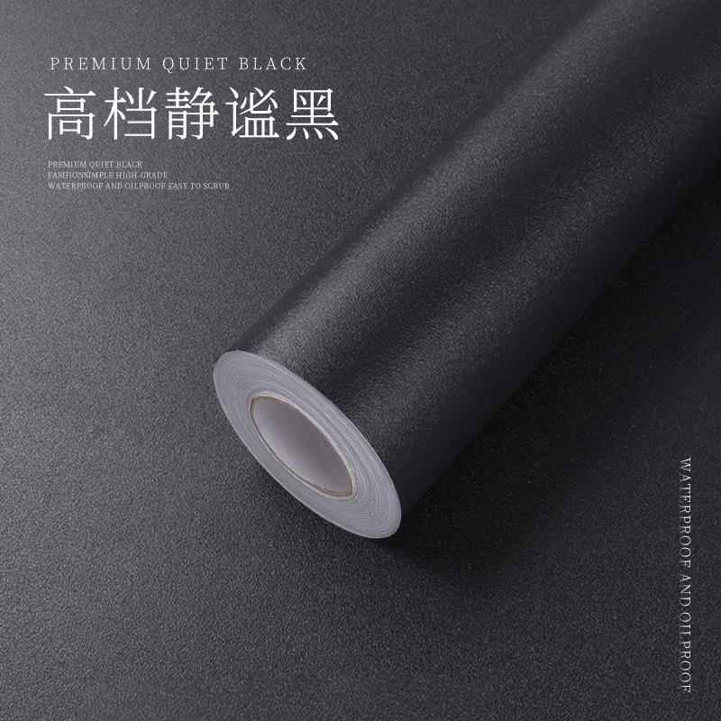 A6L哑光黑色贴纸自粘旧家具翻新贴防水防油书桌面衣柜子橱柜木纹