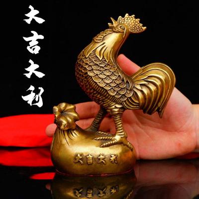 纯铜公鸡摆件纯铜家居饰品鸡的生肖吉祥物金鸡独立铜鸡摆件