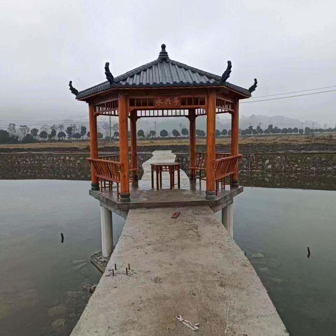 四角六角八角防腐木树脂瓦凉亭美丽乡村建设长廊葡萄架户外家具