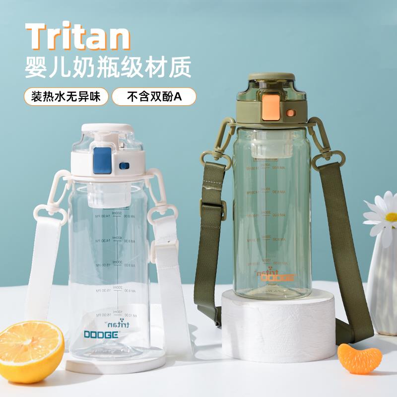 日本大容量吸管水杯2025新款女户外高颜值tritan塑料学生运动水壶