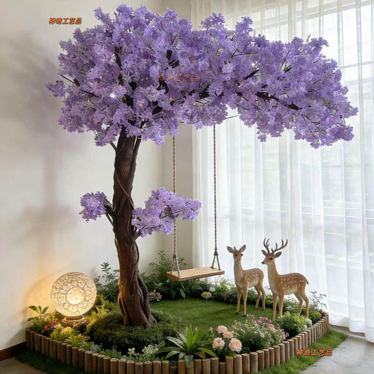 仿真樱花树蓝花楹假树装饰树舞台电影道具商场公室家居装饰绿植