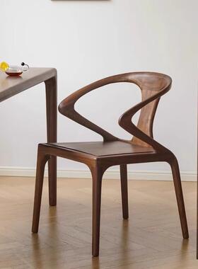 白木全实木椅餐黑剑胡桃木剑椅家GOX用蜡扶手靠背椅椅书桌椅主人