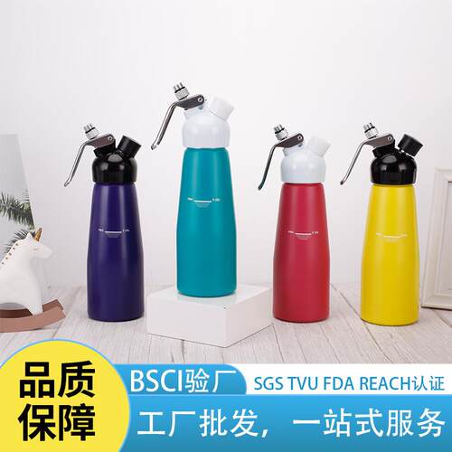 新款直销新款500ml铝制奶油枪 塑料头发泡器吸虹瓶裱花枪蛋糕机奶